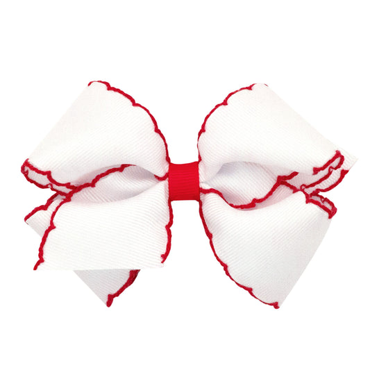 wee ones white with red moonstitch bow