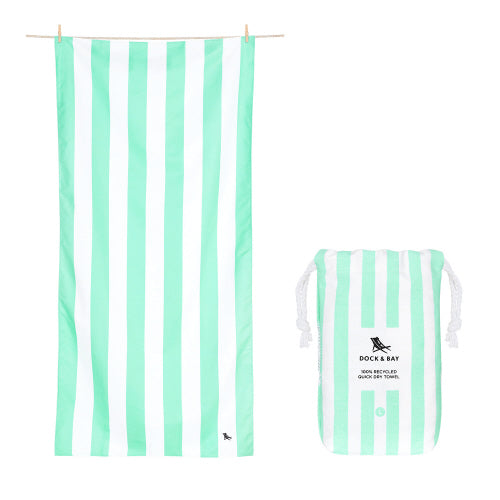 mint stripe beach towel - large