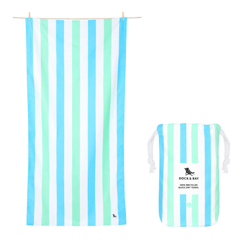 mint & blue stripe beach towel - large